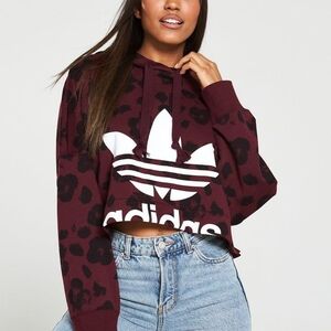 Adidas Oversized Cropped Hoodie Sweatshirt